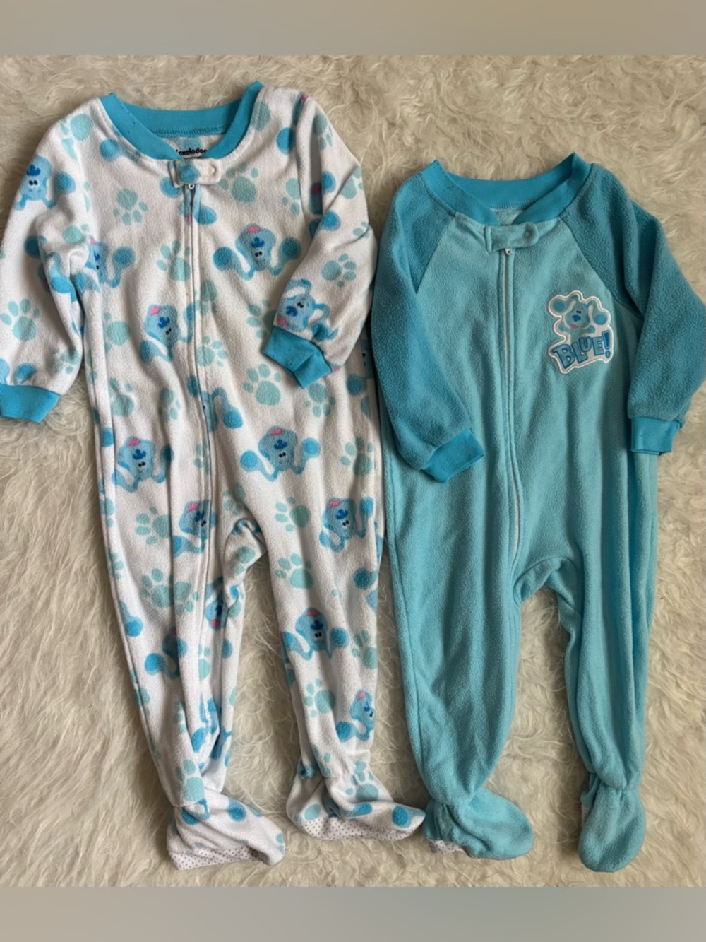 Nickelodeon Set of 2 Blue & White Blues Clues Footed Pajamas